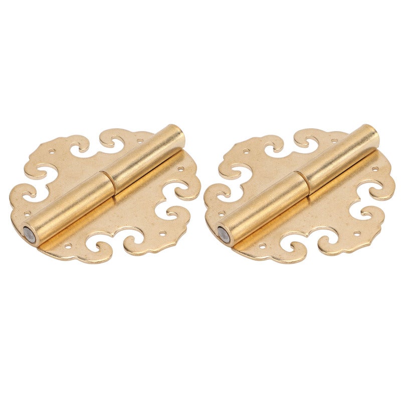 Antique Door Hinges: Premium Brass Material, Rustproof Durable - Classic Antique Design Gold Cabinet Hinges for Vintage Furniture, Wooden Boxes, Cabinets & Gift Givers - Image 1