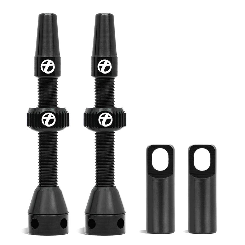 Thinvik Super Light Alloy Presta Tubeless Valve Stem Kit - 48mm, 2 Pieces (with Aluminum Alloy Valve Cap) + Valve Core Removal Tool (Black) - Image 1