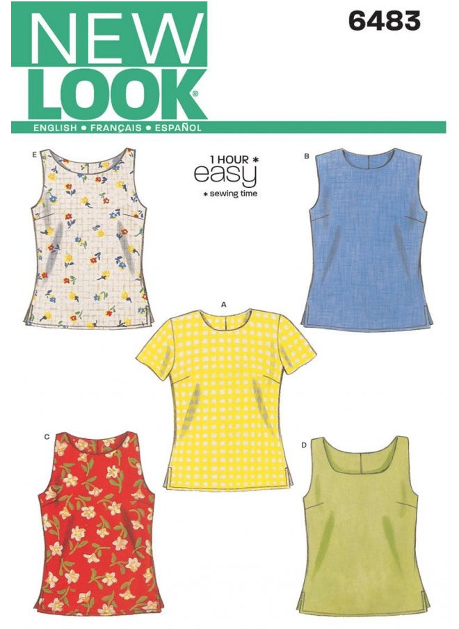 Simplicity Creative Group Inc - Patterns New Look Sewing Pattern 6483 Misses Tops, Size A (6-8-10-12-14-16)  - Image 1