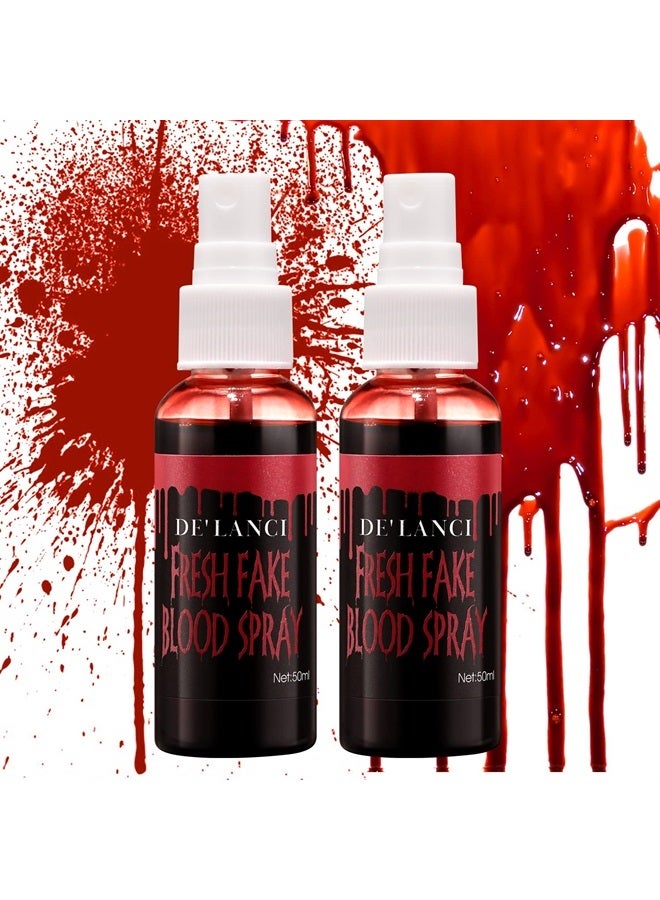 BEUSELF 2 PSC Washable Fake Blood Spray,Halloween Fake Blood Splatter, DE'LANCI Liquid Blood for Clothes,Skin and Eye Drops,Squirt Fake Blood Makeup for Vampire Monster Zombie Bride and Costumes,100g(3.53 Oz) - Image 1