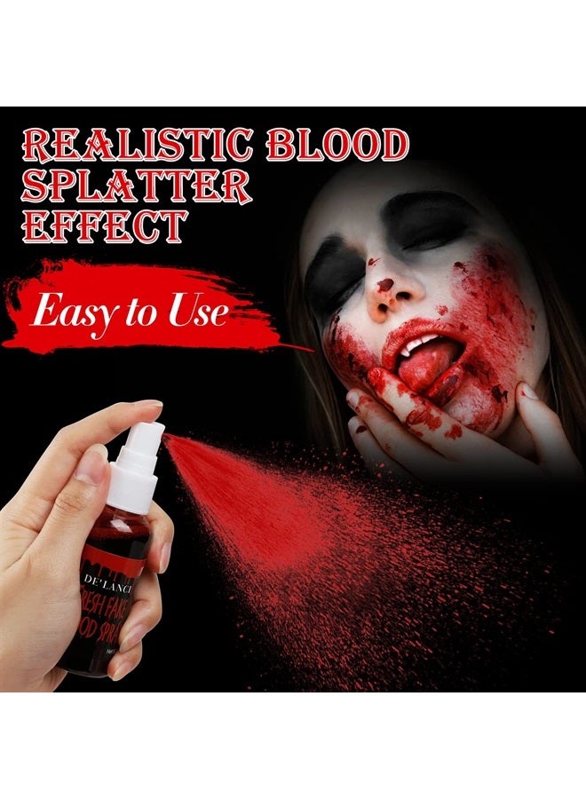 BEUSELF 2 PSC Washable Fake Blood Spray,Halloween Fake Blood Splatter, DE'LANCI Liquid Blood for Clothes,Skin and Eye Drops,Squirt Fake Blood Makeup for Vampire Monster Zombie Bride and Costumes,100g(3.53 Oz) - Image 2