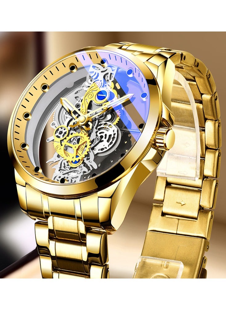 Generic Men's watch Double-sided Transparent Hollow Automatic Mechanical Watch Waterproof Luminous Quartz Watch  - Image 1