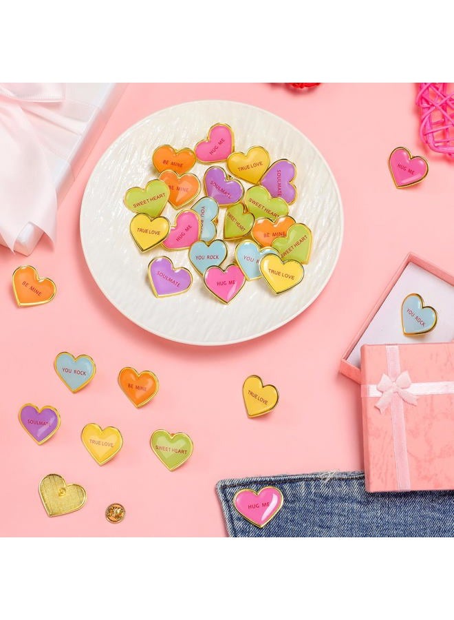 Yinkin 30 Pcs Heart Love Colorful Brooch Decorative Lapel Metal Pins Gift for Valentines Day Graduation Motivational Enamel Pins Kawaii Heart Pin Badges for Employee Nurse Teacher Volunteer Hats, - Image 4