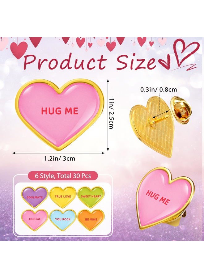 Yinkin 30 Pcs Heart Love Colorful Brooch Decorative Lapel Metal Pins Gift for Valentines Day Graduation Motivational Enamel Pins Kawaii Heart Pin Badges for Employee Nurse Teacher Volunteer Hats, - Image 2
