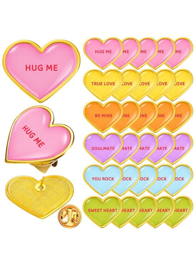 Yinkin 30 Pcs Heart Love Colorful Brooch Decorative Lapel Metal Pins Gift for Valentines Day Graduation Motivational Enamel Pins Kawaii Heart Pin Badges for Employee Nurse Teacher Volunteer Hats, - Image 1