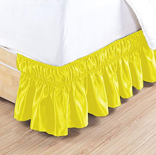 YRM Bedding's Lemon Yellow Bed Skirt Wrap Around 600 Microfiber with Easy Fit with 15 Inch Tailored Drop Shrinkage and Fade Resistant with Microfiber 15 Bed Skirt Single Bed 36 x 72 - Image 3