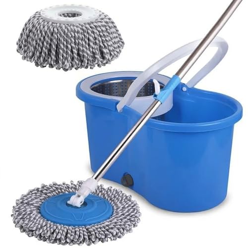 Pivalo Bucket Quick Spin Mop with 2 Microfiber Wet Dry Mophead Floor Cleaning Pocha Extendable Handle Removable Steel Wringer 360° Floor Cleaner Mopping Set (Random Colour) - Image 1