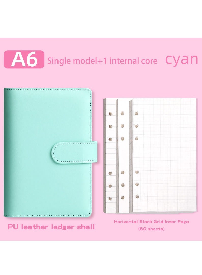 DUNISO A6 Binder PU Leather 6-Ring Notebook Binder Cover With A6 Filler Paper (80 Sheets), Magnetic Buckle Closure Green (131*189 mm)  - Image 1