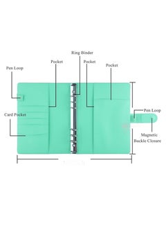 DUNISO A6 Binder PU Leather 6-Ring Notebook Binder Cover With A6 Filler Paper (80 Sheets), Magnetic Buckle Closure Green (131*189 mm)  - Image 3