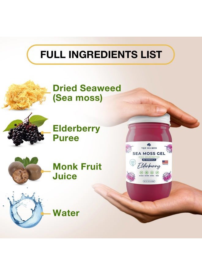 True Sea Moss Wildcrafted Irish Sea Moss Gel - Made with Dried Seaweed & Fresh Sea Vegetables, Seamoss - Made in USA (Elderberry, Pack of 1) - Image 3