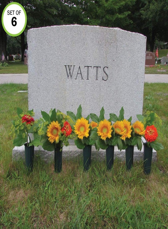 إيفلوتس مزهرية زهور للمقبرة من إيفيلوتس مع أوتاد/دعامات متينة، عبوة من 6 قطع، حامل زهور صناعية أو طبيعية للاستخدام الخارجي، لتزيين القبور - Image 4