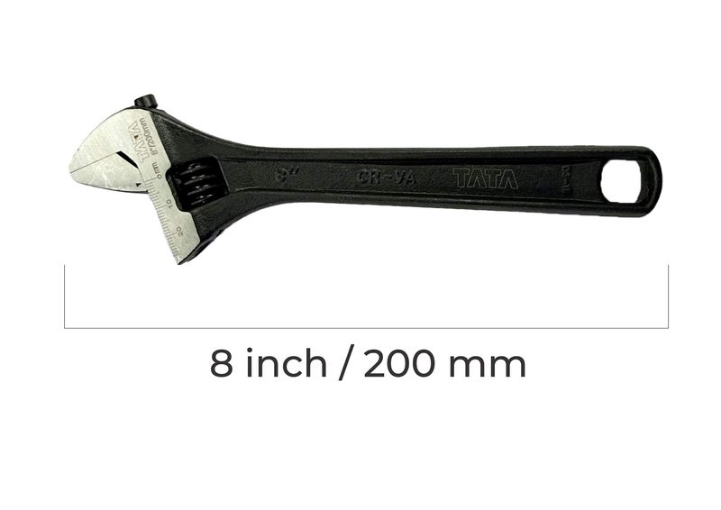AGRICO TATA Adjustable Spanner Easy Wrench & Spanner, Ideal Plumbing Tools, Adjustable Wrench for All Nut Sizes, Rust-Proof Black Phosphate Coating, Lasered Scale, Universal (8inch/200mm - Pack of 1) - Image 3