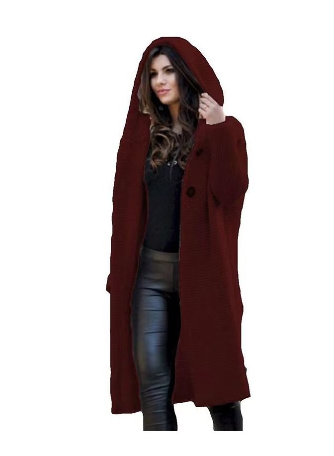 Loquat Women's Fashion Autumn/Winter Cardigan Knit Sweater Hooded Coat 
