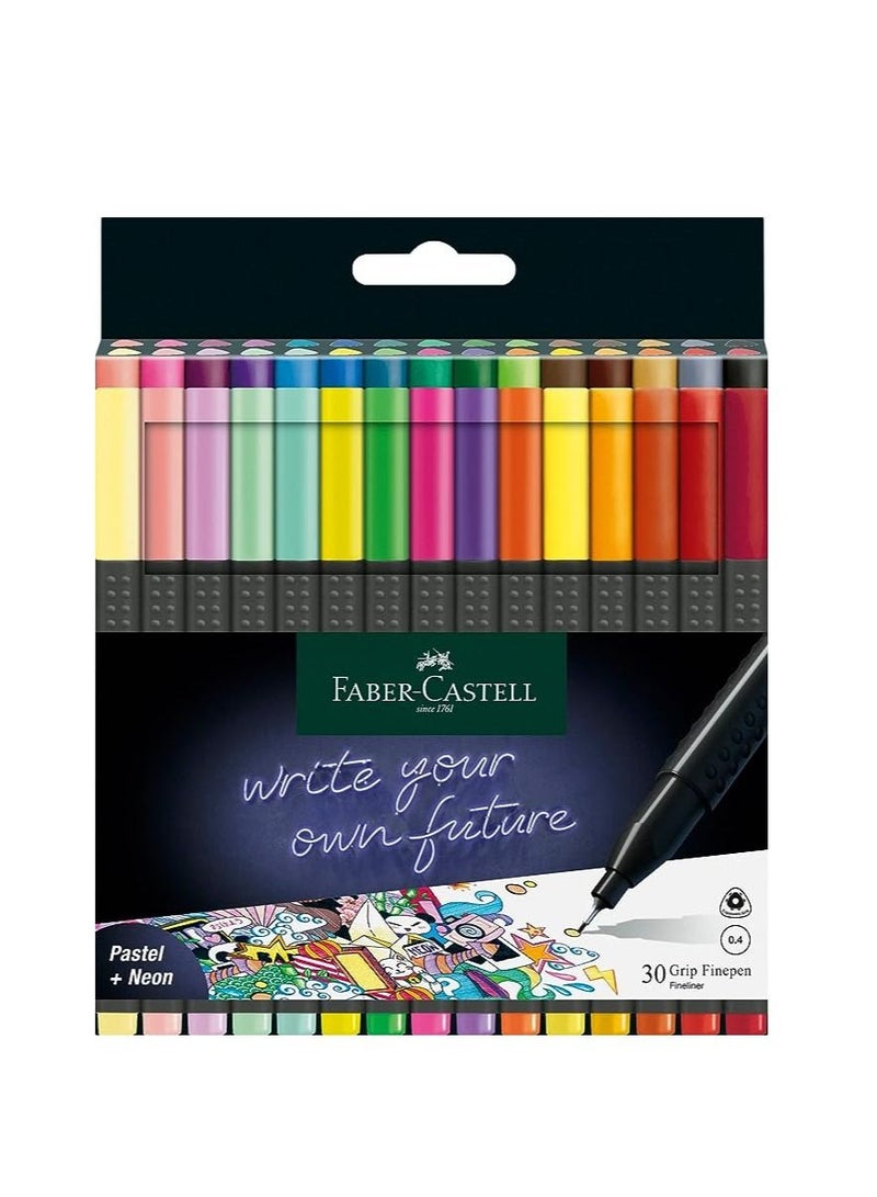 FABER-CASTELL قلم فايلاينر 30 قطعة طرف 0.4 مم متعدد الألوان - Image 1