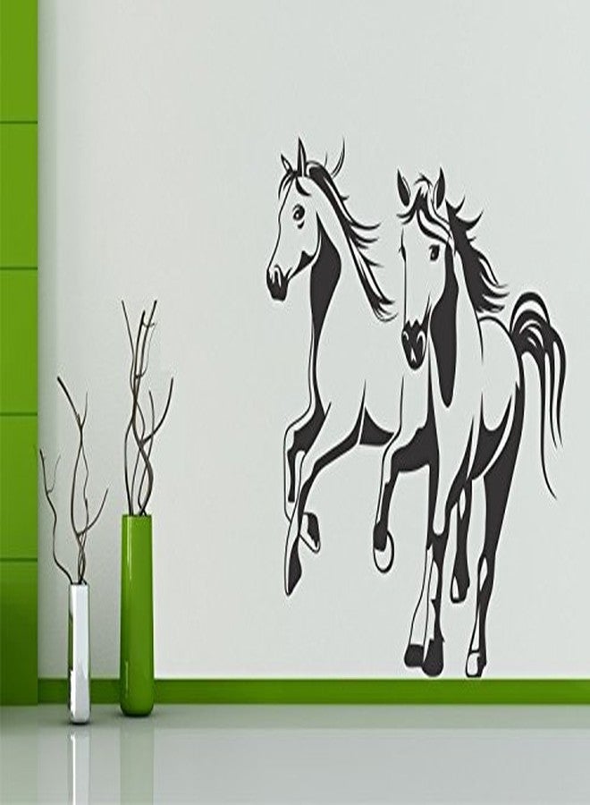 Asmi Collections Wall Stickers Two Running Horses - Image 1