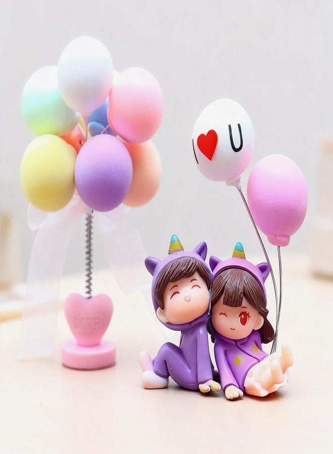 Agniphant Cute Couple Statue Set with Balloon - Romantic for Couple, Perfect Living Room Decoration Items, Car Dashboard & Office Desk Decorative Items - Image 1