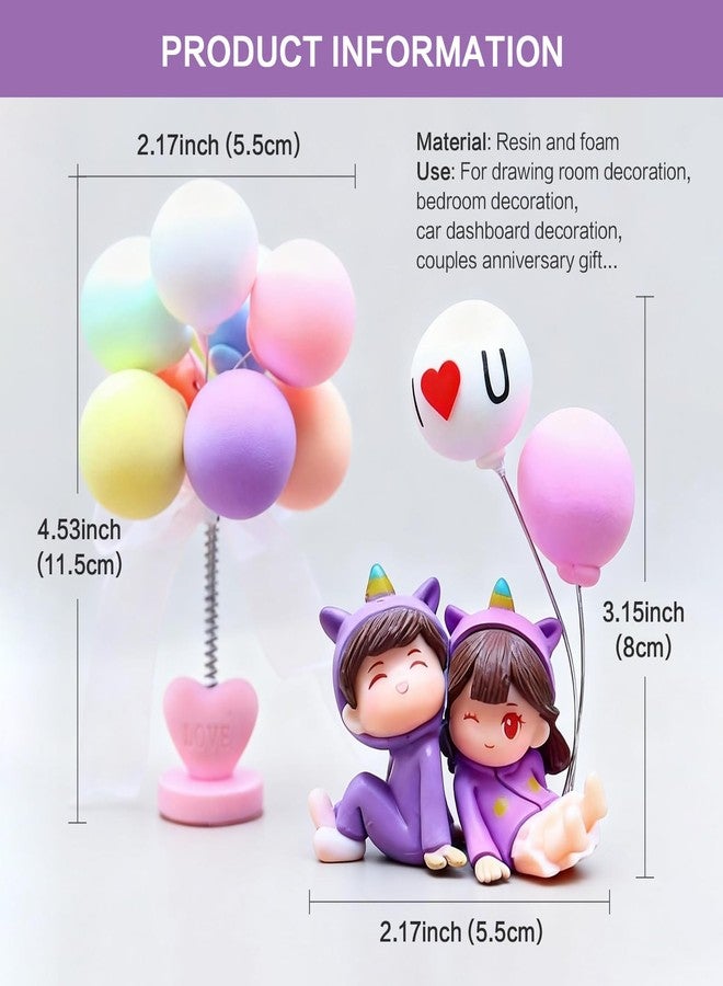 Agniphant Cute Couple Statue Set with Balloon - Romantic for Couple, Perfect Living Room Decoration Items, Car Dashboard & Office Desk Decorative Items - Image 2