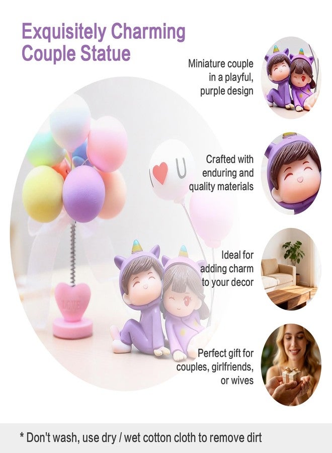 Agniphant Cute Couple Statue Set with Balloon - Romantic for Couple, Perfect Living Room Decoration Items, Car Dashboard & Office Desk Decorative Items - Image 3