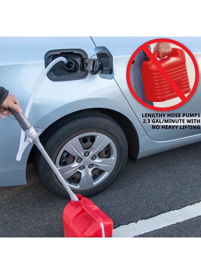 Jumbl Automatic Fuel Transfer Pump with Auto-Stop, 3x More Powerful D Battery Powered, Extra Long Hose Fits All Size Cans, Portable Liquid Pump Transfers Gasoline, Water & More at 2.3 Gal/Minute - Image 2