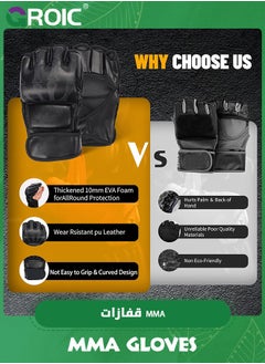 GROIC MMA Gloves, Half-Finger Boxing Gloves Fight Gloves MMA Mitts with Adjustable Wrist Band UFC Gloves for Sanda Sparring Punching Bag Training (One Size Fits Most)  - Image 4