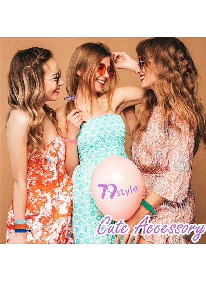 79STYLE 100Pcs Elastic Hair Ties Ribbon Hair Ties For Women No Crease Knotted Ponytail Holders Bulk Hair Bands Yoga Cloth Knot Flat Fabric Hair Scrunchies Colorful Bracelets Girls Hair Accessory ( Mul - Image 2