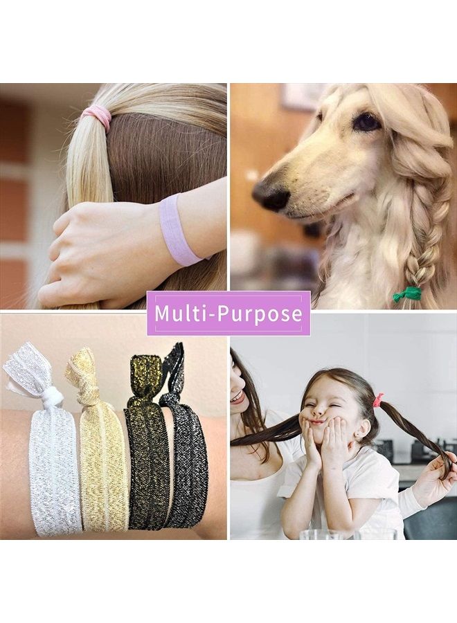 79STYLE 100Pcs Elastic Hair Ties Ribbon Hair Ties For Women No Crease Knotted Ponytail Holders Bulk Hair Bands Yoga Cloth Knot Flat Fabric Hair Scrunchies Colorful Bracelets Girls Hair Accessory ( Mul - Image 5
