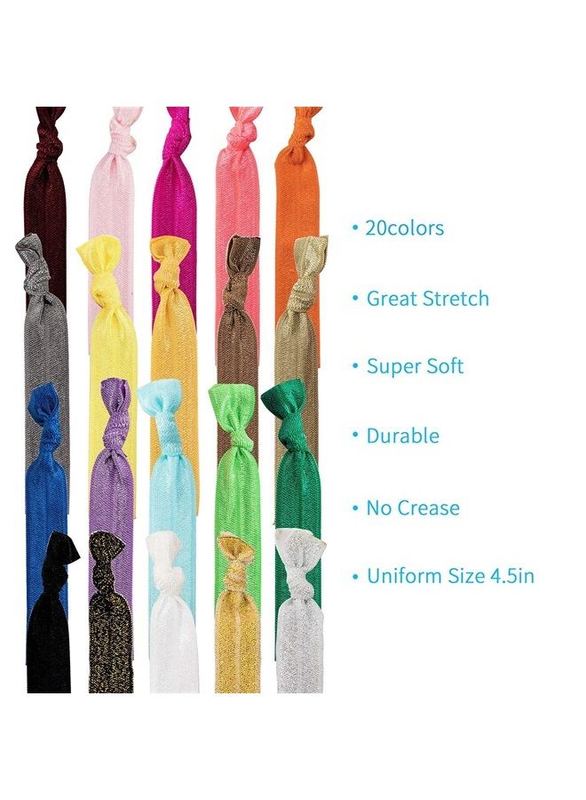 79STYLE 100Pcs Elastic Hair Ties Ribbon Hair Ties For Women No Crease Knotted Ponytail Holders Bulk Hair Bands Yoga Cloth Knot Flat Fabric Hair Scrunchies Colorful Bracelets Girls Hair Accessory ( Mul - Image 4