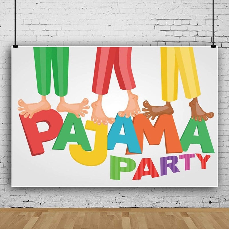 YongFoto خلفية حفلة بيجامة يونغ فوتو 7x5 قدم لالتقاط صور حفلة النوم للأطفال زينة عيد الميلاد لصور الأطفال الرضع والرضع وديكور داخلي - Image 4