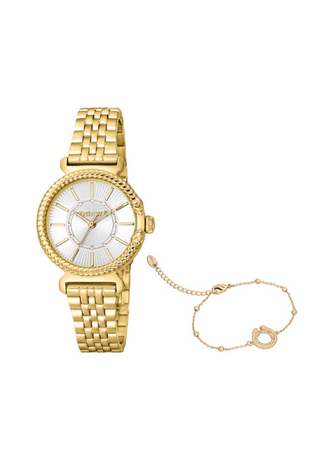 roberto cavalli ساعة يد نسائية أنالوج من الفولاذ المقاوم للصدأ RC5L061M0055 SET - 25 مم  - Image 4