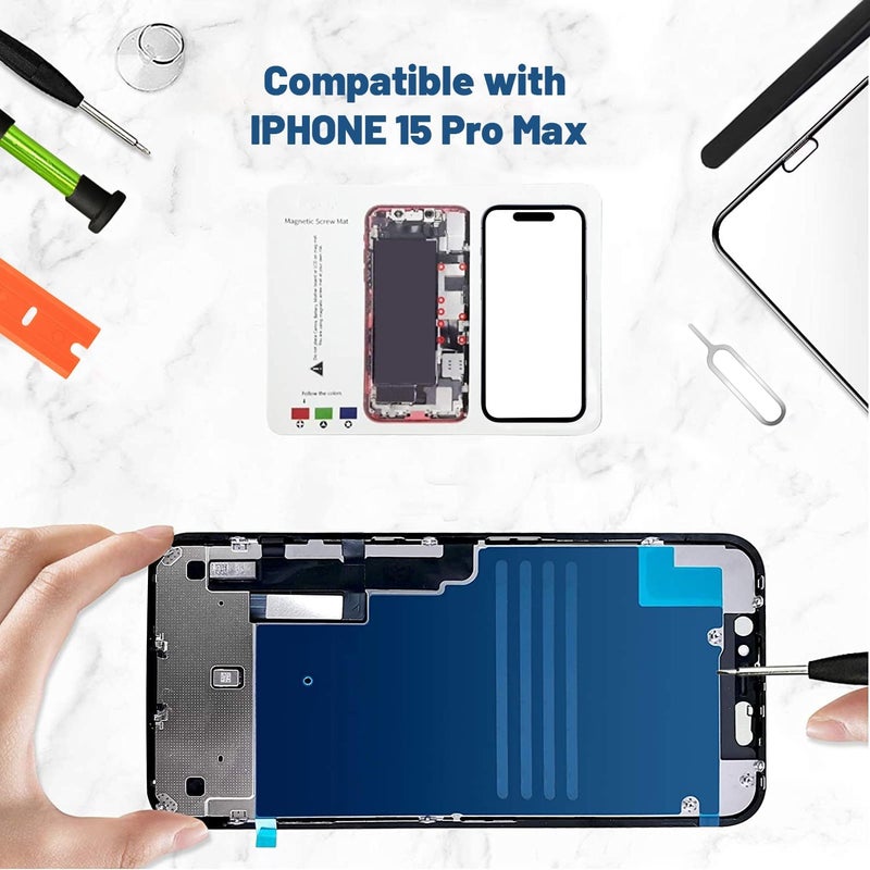 Tpyag for IPhone 15 Pro Max Screen Replacement, Glass Replacement for IPhone 15 Pro Max 6.7 inch, Screen Repair Kit with Waterproof Adhesive(NO OLED & Touch Digitizer) - Image 4