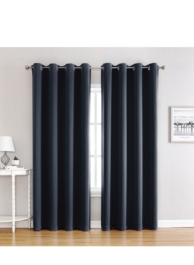 EHOME Black Blackout Curtain Blinds, Solid Thermal Insulated Window Treatment Blackout Drapes/Draperies for Bedroom (1 Panels, 100（Width） x 250（Length）centimeter, Black) - Image 1