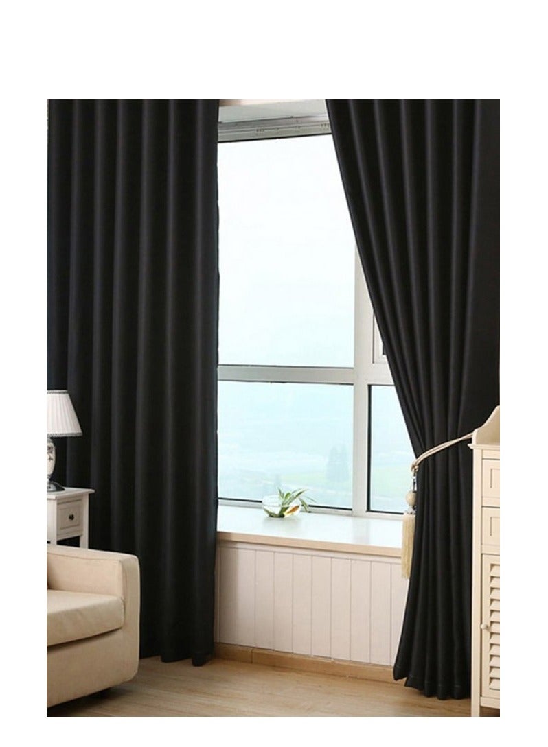 EHOME Black Blackout Curtain Blinds, Solid Thermal Insulated Window Treatment Blackout Drapes/Draperies for Bedroom (1 Panels, 100（Width） x 250（Length）centimeter, Black) - Image 3
