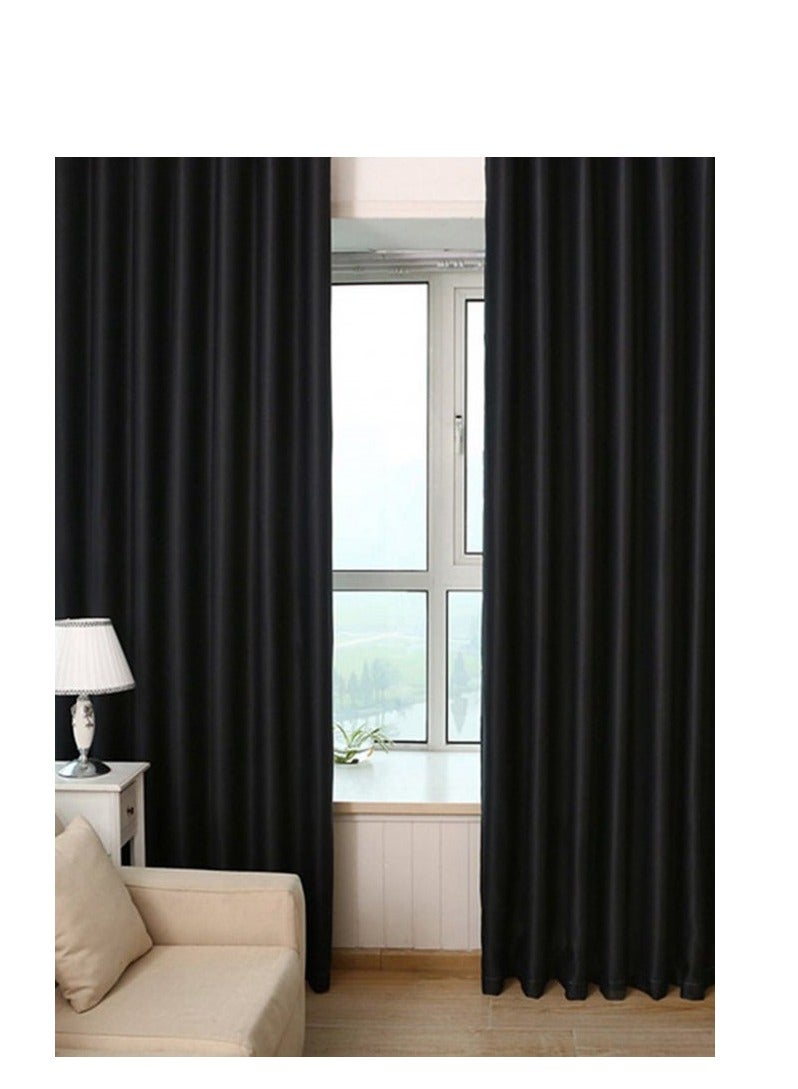 EHOME Black Blackout Curtain Blinds, Solid Thermal Insulated Window Treatment Blackout Drapes/Draperies for Bedroom (1 Panels, 100（Width） x 250（Length）centimeter, Black) - Image 2