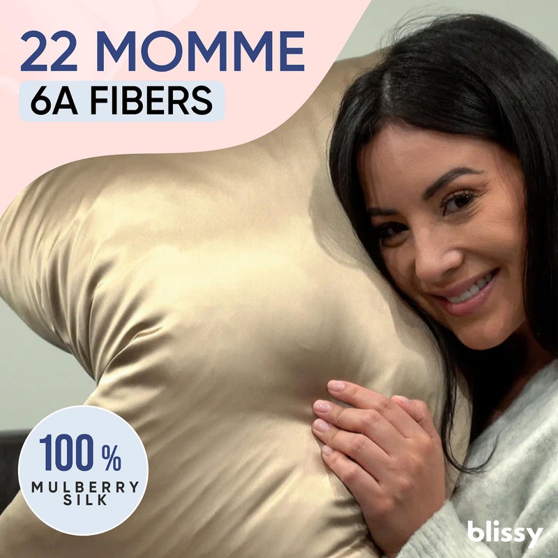 Blissy Silk Pillowcase - 100% Pure Mulberry Silk - 22 Momme 6A High-Grade Fibers - Silk Pillow Cover for Hair & Skin - Regular, Queen & King (Taupe, Standard) - Image 2