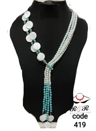 Multi-role women's necklace of pearls, turquoise and seashells - pzsku/Z889E586D6BBB51754E3BZ/45/_/1724657944/d021f4ed-6d02-4584-b35a-14f566e9a3df