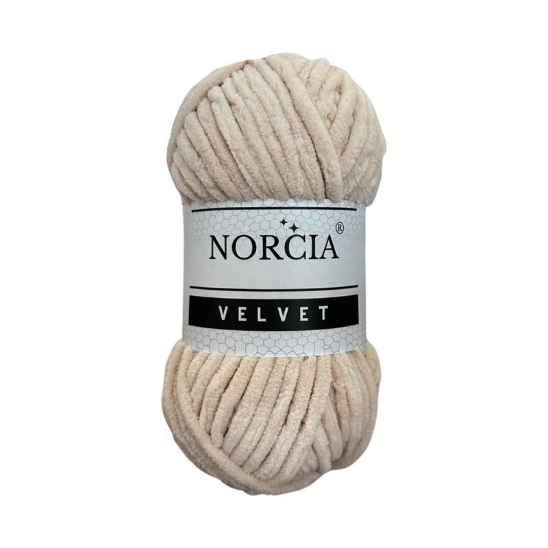NORCIA Soft Velvet Yarn Chenille Yarn for Crocheting Super Bulky 100g 743 yds Baby Blanket Yarn for Knitting Amigurumi Yarn for Crochet Weaving Craft Beige 1 Skein