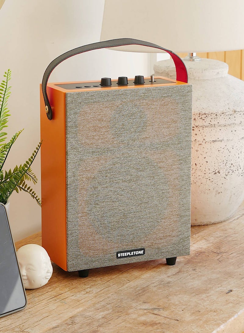 Steepletone Redefy Luxury Wireless Speaker Premium Sound Bluetooth Wireless Connectivity Removable Front Cover Vibrant Colors Sturdy Feel with High Fidelity Speaker Sound Portable Aesthetic Home Decor (Orange)  - Image 4