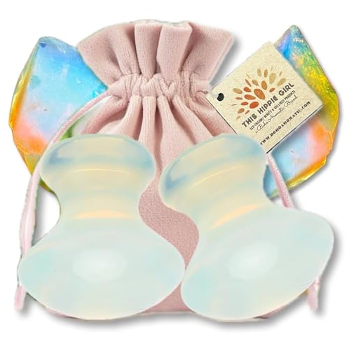 Boho Aromatic This Hippie Girl Gua Sha Mushroom Set, Jaw Sculpting Tools, Opalite Stone Facial Toning and Yoga Sculpt Massage Tool, 2 Gua Sha Mushrooms for Skin and Facial Treatment, Opal Facecare Tools - Image 1