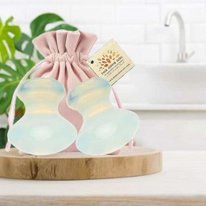 Boho Aromatic This Hippie Girl Gua Sha Mushroom Set, Jaw Sculpting Tools, Opalite Stone Facial Toning and Yoga Sculpt Massage Tool, 2 Gua Sha Mushrooms for Skin and Facial Treatment, Opal Facecare Tools - Image 4