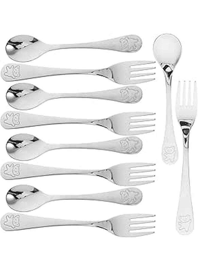 Stainless Steel 5 Piece Dining Set With Ergonomic Forks And Spoons Safe For Kids - Image 1