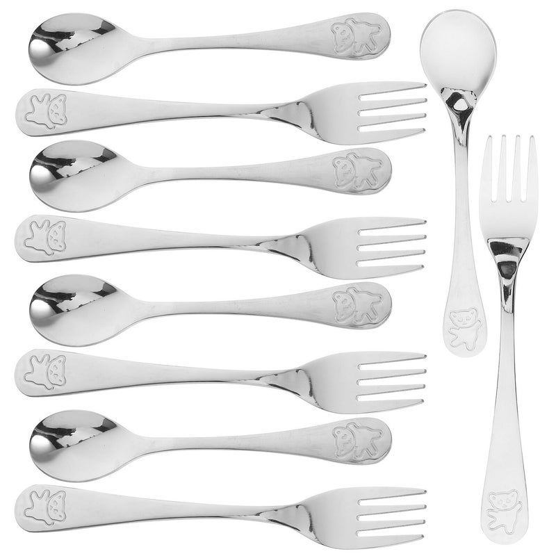 Stainless Steel 5 Piece Dining Set With Ergonomic Forks And Spoons Safe For Kids - Image 2