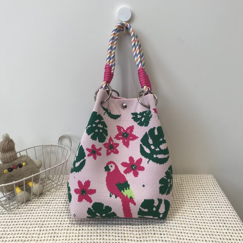 Korean Style New Ins Knot Handbag Portable Bucket Bag Travel All-Match Small Large Capacity Handbag - Image 5