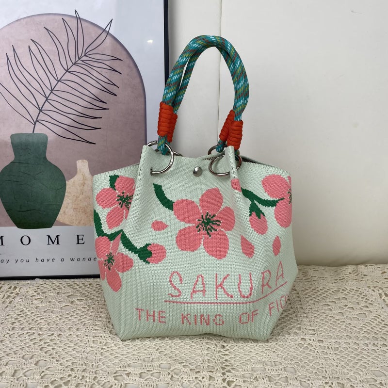 Korean Style New Ins Knot Handbag Portable Bucket Bag Travel All-Match Small Large Capacity Handbag - Image 3