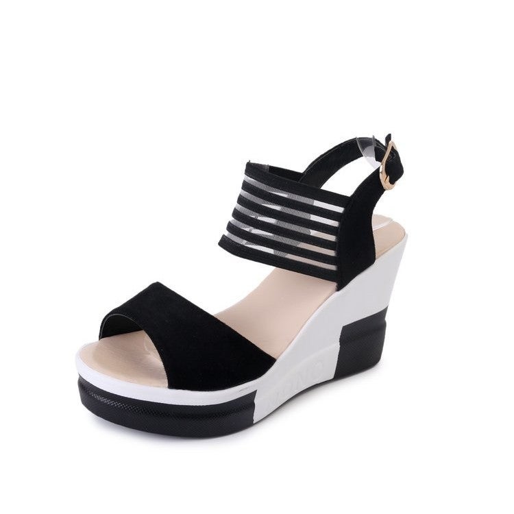 Women's Roman Style Wedge Sandals with Platform and Buckle Strap - Image 5