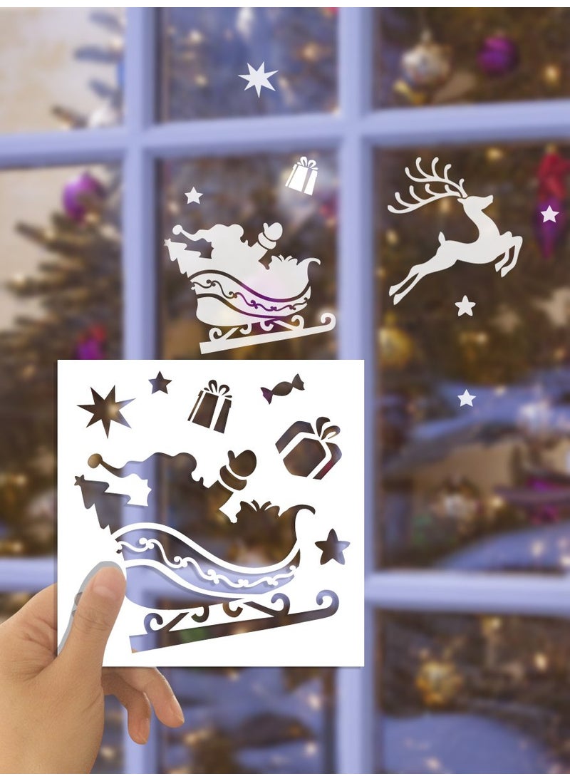 G GSS Designs GSS Designs Christmas Stencils Template Pack of 6 -Merry Christmas,Santa Claus,Christmas Tree,Snowflakes,Bulbs,Reindeers for Christmas Decoration 6X6 inch  - Image 2