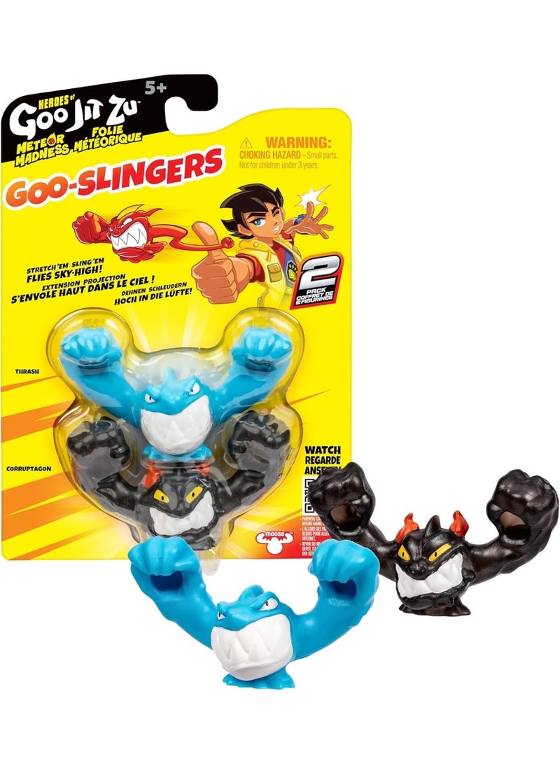 جوو جيت زو مجموعة "Goo-Slingers" من سلسلة "Heroes of Goo Jit Zu: Meteor Madness"؛ قم بمدّ مجسماتك وإطلاقها نحو المعركة لخوض مواجهات سريعة ومثيرة، عبوة ثنائية. - Image 3