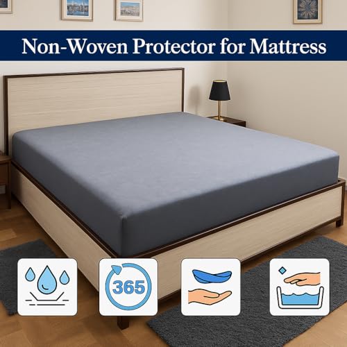 Bhoomi Impex Waterproof Soft Non-Woven Mattress Protector Breathable Elastic Fitted Style Bed Cover 36"x78" - Single, Ivory - Image 2