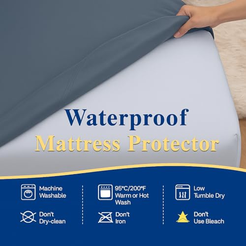 Bhoomi Impex Waterproof Soft Non-Woven Mattress Protector Breathable Elastic Fitted Style Bed Cover 36"x78" - Single, Ivory - Image 4
