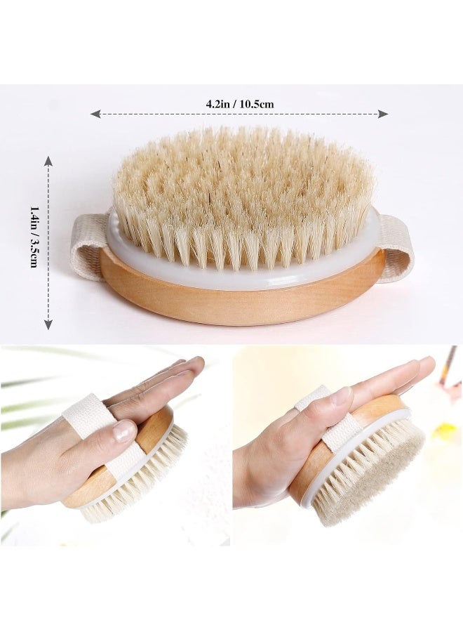 MOMENT فرشاة الجسم الجافة من الخيزران، فرشاة الاستحمام للتدليك الجاف والرطب، فرشاة جافة للسيلوليت والليمفاوية، مقشر للجسم بشعيرات ناعمة وقاسية، مناسبة لجميع أنواع البشرة. - Image 3