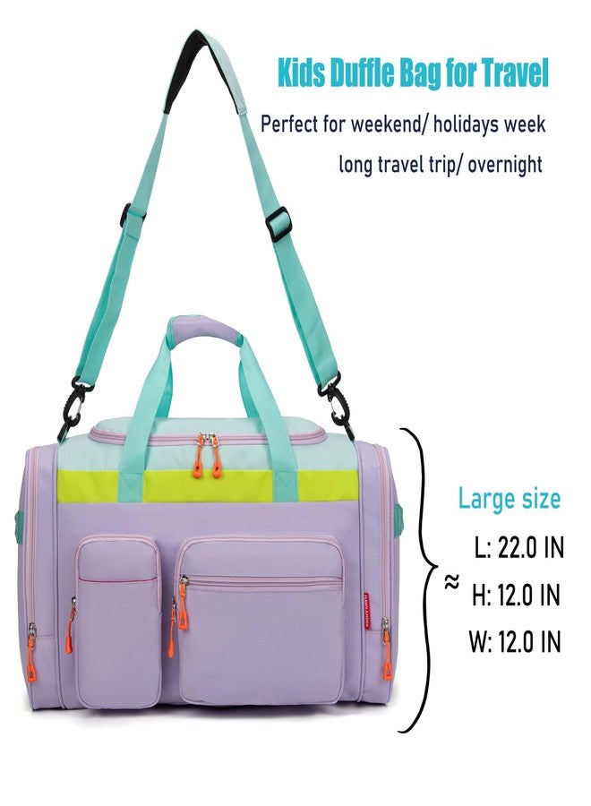 HawLander Large Kids Duffle Bag for Travel, Overnight, or Weekender, 22" inch, Light Green, 22.0"L x 12.0" H x 12.0"W, Duffle Bag for Travel - Image 5